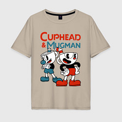 Мужская футболка оверсайз Cuphead & Mugman