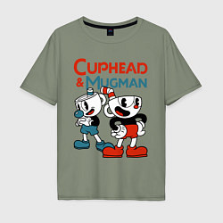 Футболка оверсайз мужская Cuphead & Mugman, цвет: авокадо