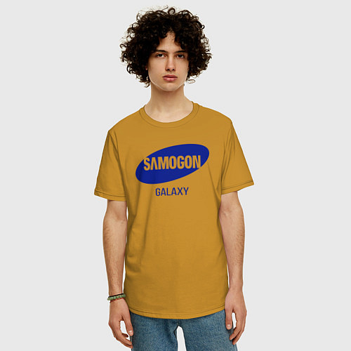 Мужская футболка оверсайз Samogon galaxy / Горчичный – фото 3
