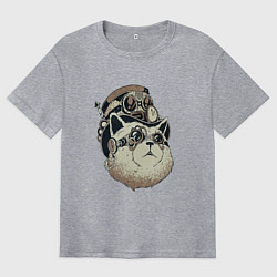 Футболка оверсайз мужская Steampunk кот, цвет: меланж