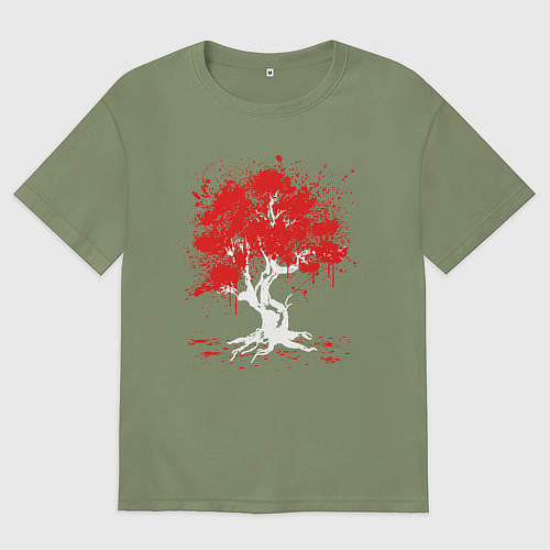 Мужская футболка оверсайз САКУРА SAKURA ВИШНЯ / Авокадо – фото 1