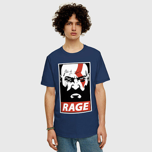 Мужская футболка оверсайз RAGE GOW / Тёмно-синий – фото 3