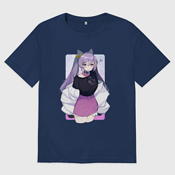 Футболка оверсайз мужская Современная Кэ Цин, цвет: тёмно-синий