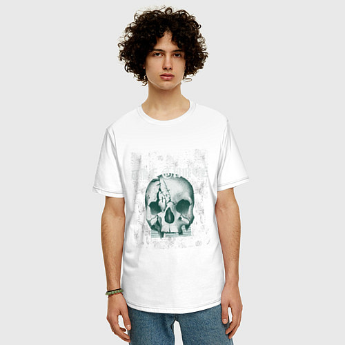 Мужская футболка оверсайз Skull / Белый – фото 3