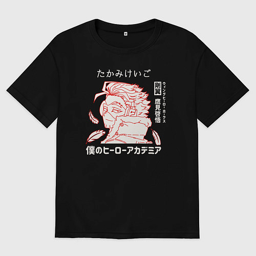 Мужская футболка оверсайз Моя геройская академия Ястреб / Черный – фото 1