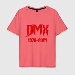 Футболка оверсайз мужская DMX - Rest In Peace, цвет: коралловый