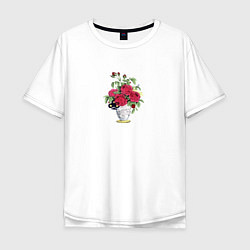 Футболка оверсайз мужская Розы в вазе, цвет: белый