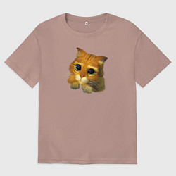 Футболка оверсайз мужская Шрек: Кот в сапогах, цвет: пыльно-розовый