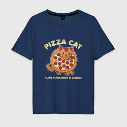 Футболка оверсайз мужская Pizza Cat, цвет: тёмно-синий