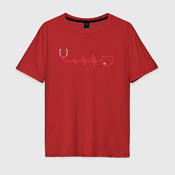 Футболка оверсайз мужская Медсестра Стетоскоп Z, цвет: красный
