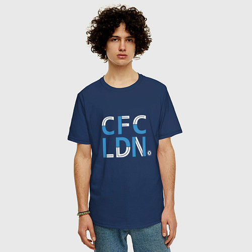 Мужская футболка оверсайз FC Chelsea CFC London 202122 / Тёмно-синий – фото 3