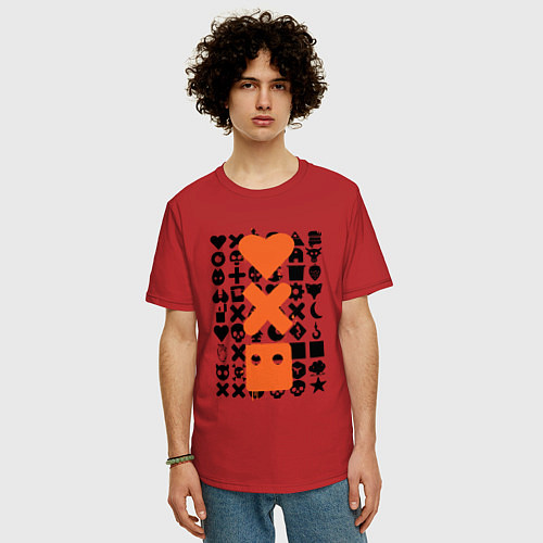 Мужская футболка оверсайз Love Death & Robots / Красный – фото 3
