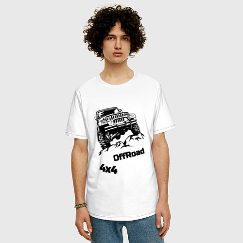 Мужская футболка оверсайз Offroad 4х4 / Белый – фото 3