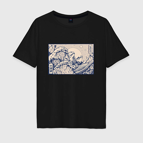 Мужская футболка оверсайз Японская лягушка Укиё-э / Черный – фото 1