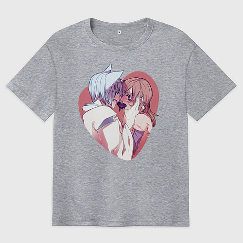 Мужская футболка оверсайз Tomoe and Nanami KIss / Меланж – фото 1