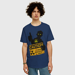 Футболка оверсайз мужская Зомби с табличкой, цвет: тёмно-синий — фото 2