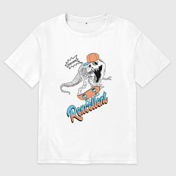 Футболка оверсайз мужская Динозавр на скейте, цвет: белый