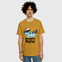 Футболка оверсайз мужская Gangsta pony, цвет: горчичный — фото 2