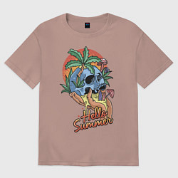 Футболка оверсайз мужская Summer skull, цвет: пыльно-розовый
