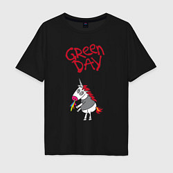 Футболка оверсайз мужская Green Day Unicorn, цвет: черный