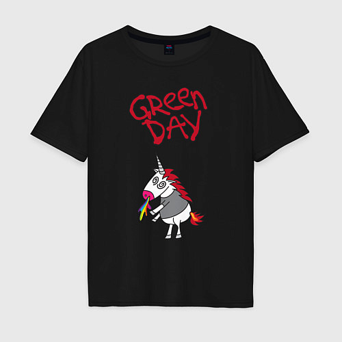 Мужская футболка оверсайз Green Day Unicorn / Черный – фото 1