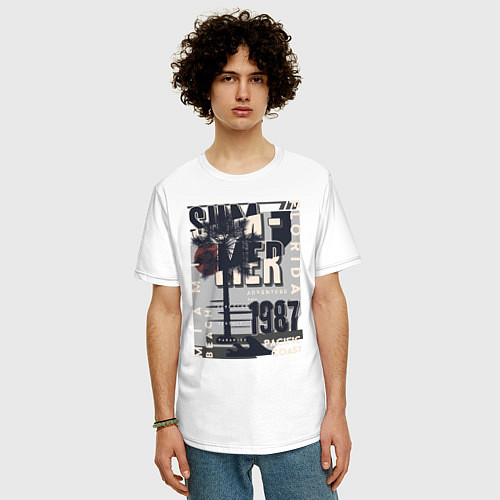 Мужская футболка оверсайз Summer in Miami beach / Белый – фото 3