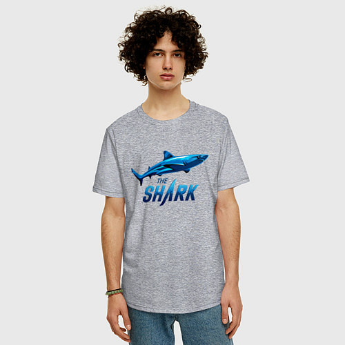 Мужская футболка оверсайз Акула The Shark / Меланж – фото 3