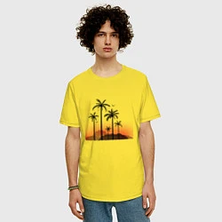 Футболка оверсайз мужская Palm tree, цвет: желтый — фото 2