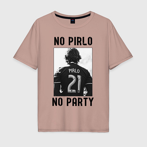Мужская футболка оверсайз No Pirlo no party / Пыльно-розовый – фото 1
