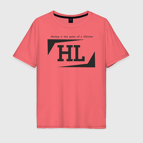 Мужская футболка оверсайз Hockey life HL logo / Коралловый – фото 1