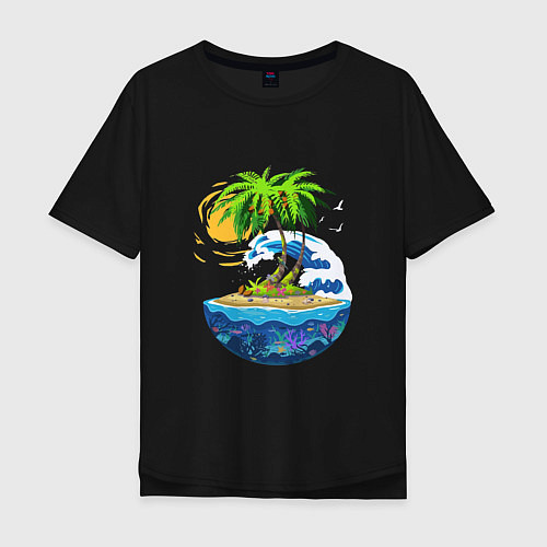 Мужская футболка оверсайз Морской мир / Черный – фото 1