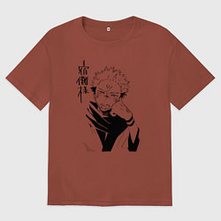 Футболка оверсайз мужская Jujutsu Kaisen - Sukuna, цвет: кирпичный