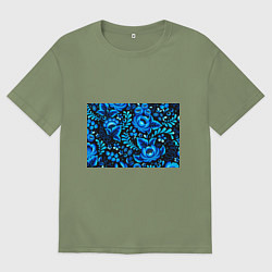 Футболка оверсайз мужская Гжель, цвет: авокадо