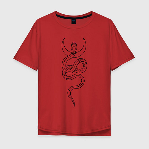 Мужская футболка оверсайз Лунная змея / Красный – фото 1