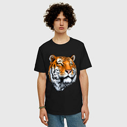Футболка оверсайз мужская Тигр, цвет: черный — фото 2