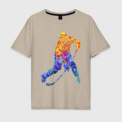 Футболка оверсайз мужская Хоккеист, цвет: миндальный