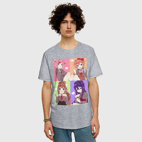 Мужская футболка оверсайз Girls Doki Doki коллаж / Меланж – фото 3