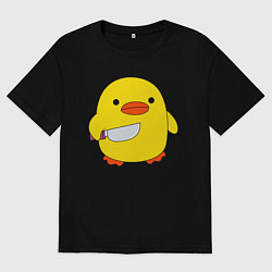 Футболка оверсайз мужская УТКА С НОЖОМ КРУГЛЯШ, цвет: черный