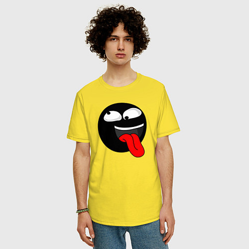 Мужская футболка оверсайз Безумный Смайл Dumbass CS / Желтый – фото 3