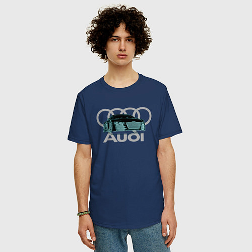 Мужская футболка оверсайз Audi / Тёмно-синий – фото 3