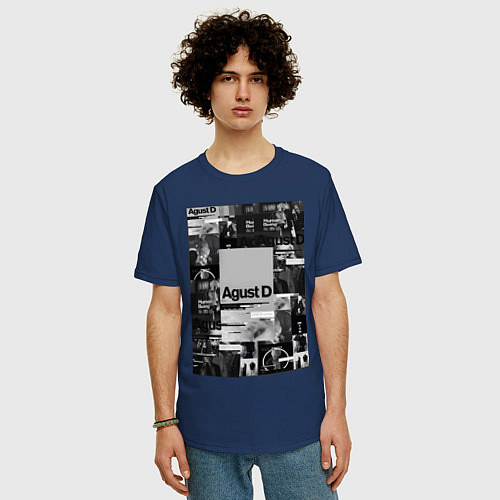 Мужская футболка оверсайз Agust D / Тёмно-синий – фото 3