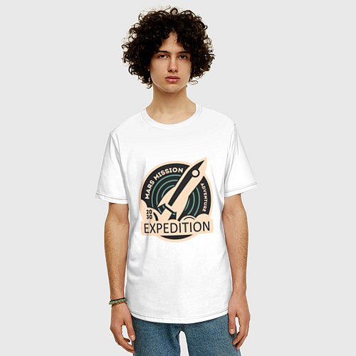 Мужская футболка оверсайз 2030 - Миссия на Марс / Белый – фото 3