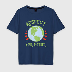 Футболка оверсайз мужская Respect Earth, цвет: тёмно-синий