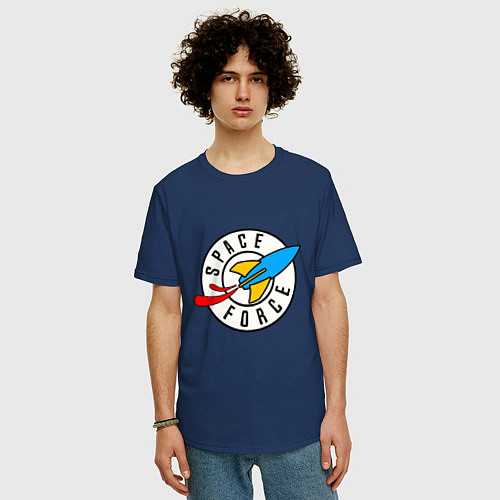 Мужская футболка оверсайз Сила Космоса / Тёмно-синий – фото 3