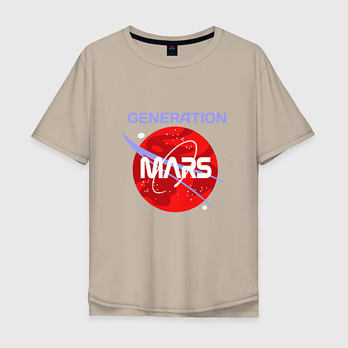 Мужская футболка оверсайз Generation Mars / Миндальный – фото 1