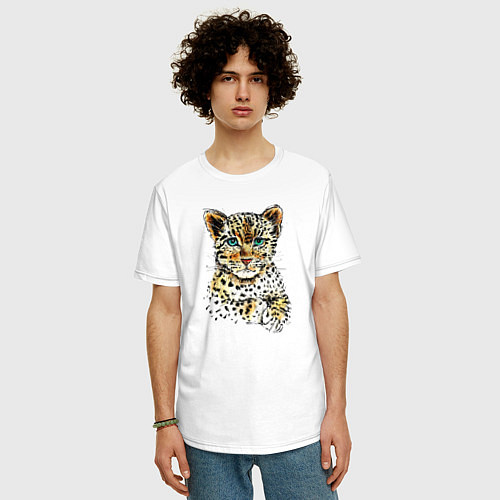 Мужская футболка оверсайз Леопардёнок / Белый – фото 3