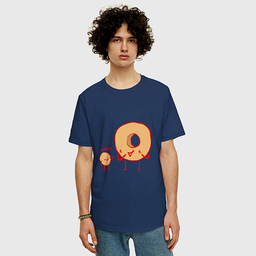 Мужская футболка оверсайз Пончики / Тёмно-синий – фото 3