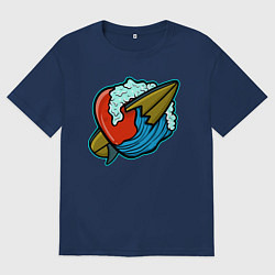 Футболка оверсайз мужская Любовь к серфингу, цвет: тёмно-синий