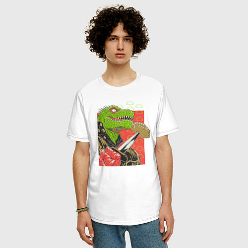 Мужская футболка оверсайз Caiman and Jiaozi / Белый – фото 3
