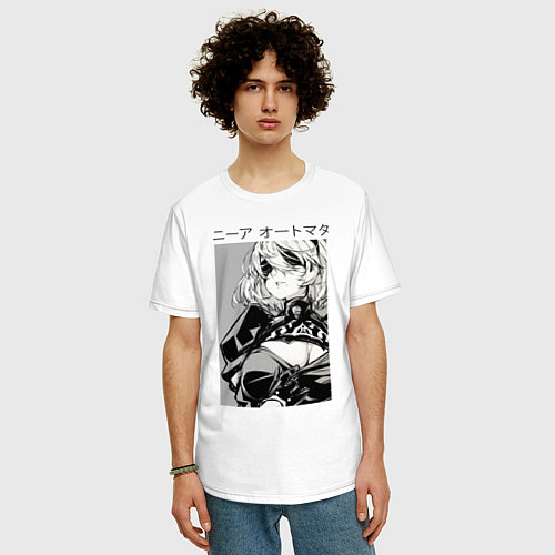 Мужская футболка оверсайз Nier automata-replicant / Белый – фото 3